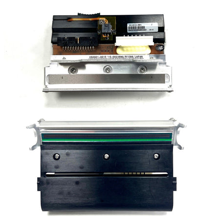 Print head and ribbon cartridge on a white background