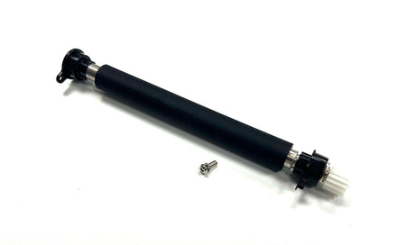 Black platen roller and screw on a white background