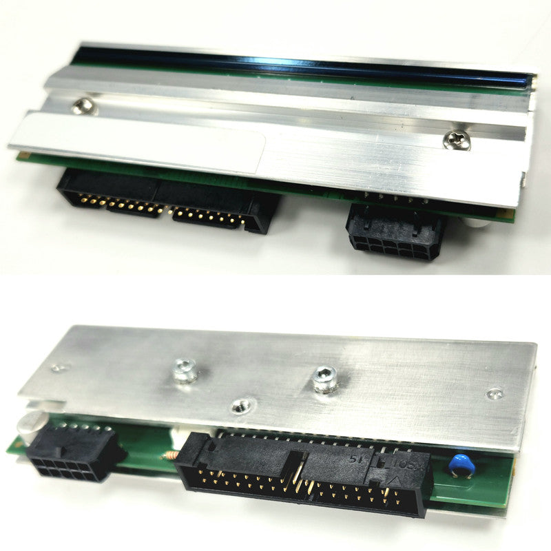 A Zebra thermal printhead, featuring a metal casing and a green circuit board, designed for use with Zebra 105SL printers.