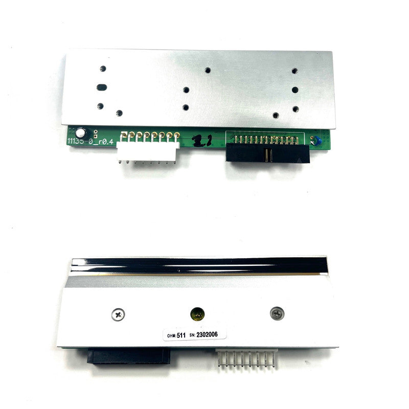 Two views of zebra printhead with part number P1004234 on white background