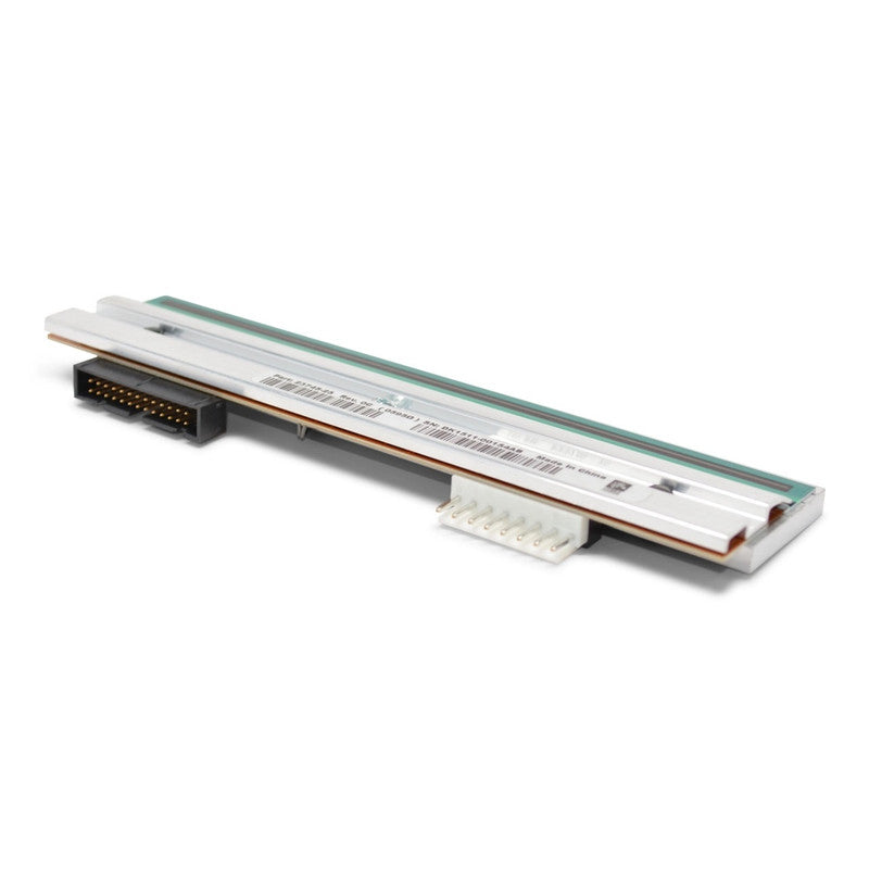 A Zebra printhead, with a resolution of 203DPI, designed for 170Xi4 printers. It features black, white, and gray colors, and is equipped with a connector ribbon.